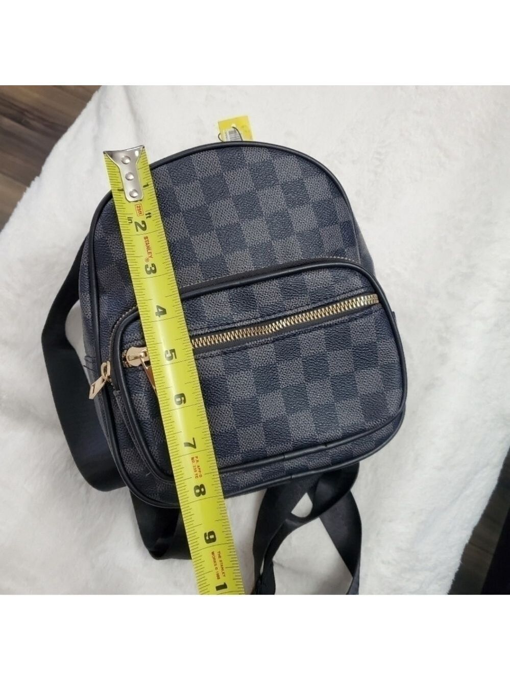 BLD Fashion Collection Check Pattern Mini Backpack - Picture 6 of 8